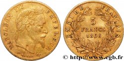 5 francs or Napoléon III, tête laurée 1866 Strasbourg F.502/10