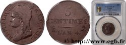 5 centimes Dupré, petit module 1796 Paris F.113/1