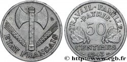 50 centimes Francisque, légère, fautée clippée 1943  F.196/2 var.