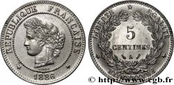 5 centimes Cérès, nickelée 1886 Paris F.118/28 var.