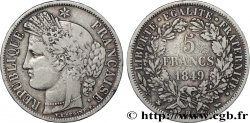 5 francs Cérès, IIe République 1849 Strasbourg F.327/3