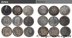 Lot de neuf écus de 5 francs n.d.  F.-/