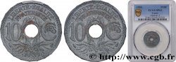 Épreuve double revers de 10 centimes Lindauer en zinc, tranche à 24 pans 1939 Paris GEM.41 5