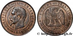 Dix centimes Napoléon III, tête nue, différent ancre 1855 Strasbourg F.133/24