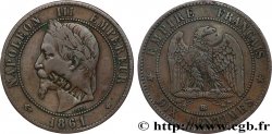 Dix centimes Napoléon III, tête laurée, contremarqué SÉDAN 1861 Strasbourg F.134/5 var.