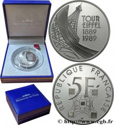 Belle Épreuve argent 5 francs Tour Eiffel 1989 Paris F5.1200 3 FDC 