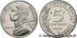 Piéfort argent de 5 centimes Marianne, Certificat n°Ag0001 1980 Paris GEM.22 P2