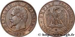 Cinq centimes Napoléon III, tête nue 1854 Strasbourg F.116/10