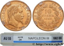 10 francs or Napoléon III, tête laurée 1862 Strasbourg F.507A/2