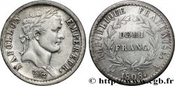 Demi-franc Napoléon Ier tête laurée, République française 1808 Paris F.177/2