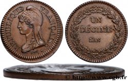 Test de frappe apocryphe sur un module de Un Décime Dupré (revers) avec avers de la Cinq Centimes n.d. s.l. F.129/ var. SUP 