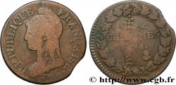 Cinq centimes Dupré, grand module,  refrappage  du décime 1797 Limoges F.114/8