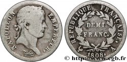 Demi-franc Napoléon Ier tête laurée, République française 1808 Paris F.177/2