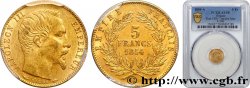 5 francs or Napoléon III, tête nue, petit module, tranche lisse 1854 Paris F.500/1