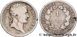 1 franc Napoléon Ier tête laurée, République française 1808 Rouen F.204/3