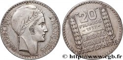 20 francs Turin, Fautée coins tournés -3 min/-18° 1937  F.400/8 var.