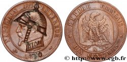 Dix centimes Napoléon III, tête nue, satirique 1857 Paris F.133/41 var. TTB 