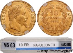 10 francs or Napoléon III, tête laurée 1862 Strasbourg F.507A/2