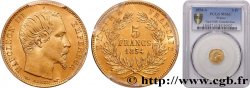 5 francs or Napoléon III, tête nue, petit module, tranche lisse 1854 Paris F.500/1