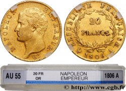 20 francs or Napoléon tête nue, Calendrier grégorien 1806 Paris F.513/1