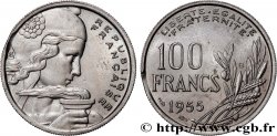 100 francs Cochet, légèrement fautée flan clipé 1955 Beaumont-le-Roger F.450/7 var.
