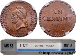Un centime Dupré, IIe République 1851 Paris F.101/7