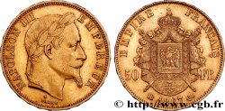 50 francs or Napoléon III, tête laurée 1867 Strasbourg F.548/9 TTB+ 