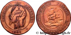 Dix centimes Napoléon III, tête laurée, regravure érotique 1861 Bordeaux F.134/6 var. B 