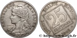 25 centimes Patey, 1er type, Fauté Coins Tournés -5 min/-30° 1903  F.168/3 var.
