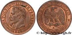 Deux centimes Napoléon III, tête laurée, buste définitif 1862 Bordeaux F.108A/7