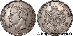 5 francs Napoléon III, tête laurée 1869 Strasbourg F.331/15