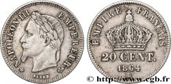 20 centimes Napoléon III, tête laurée, petit module 1864 Strasbourg F.149/2