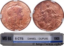 5 centimes Daniel-Dupuis 1905  F.119/15 MS65 GENI