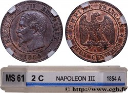 Deux centimes Napoléon III, tête nue 1854 Paris F.107/9