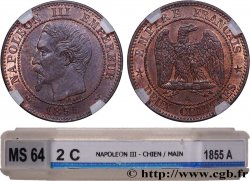 Deux centimes Napoléon III, tête nue 1855 Paris F.107/19