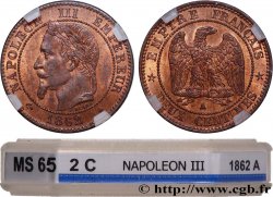 Deux centimes Napoléon III, tête laurée, buste définitif 1862 Paris F.108A/4