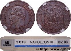 Deux centimes Napoléon III, tête nue 1855 Strasbourg F.107/24