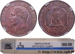 Cinq centimes Napoléon III, tête nue 1855 Strasbourg F.116/20