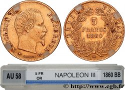 5 francs or Napoléon III tête nue, grand module 1860 Strasbourg F.501/13