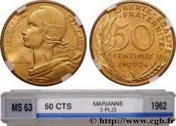 50 centimes Marianne, col à trois plis 1962 Paris F.197/2