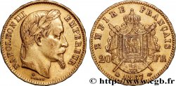 20 francs or Napoléon III, tête laurée 1867 Strasbourg F.532/16