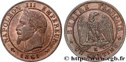 Un centime Napoléon III, tête laurée 1861 Bordeaux F.103/3