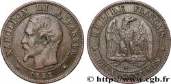 Deux centimes Napoléon III, tête nue, différent levrette 1855 Strasbourg F.107/23