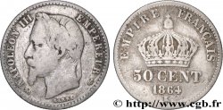 50 centimes Napoléon III, tête laurée 1864 Bordeaux F.188/4
