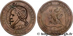 Dix centimes Napoléon III, tête nue, différent ancre, satirique 1855 Strasbourg F.133/24 var. TB 