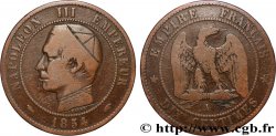 Dix centimes Napoléon III, tête nue, satirique 1854 Paris F.133/11 var.