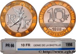 10 francs Génie de la Bastille, Avers BE / Revers BU 1998 Pessac F.375/15 var. FDC66 GENI
