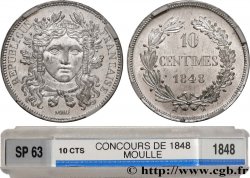 Concours de 10 centimes, essai en étain par Moullé, deuxième revers 1848 Paris VG.3148 var.