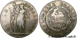 ITALIE - RÉPUBLIQUE SUBALPINE 5 Francs Gaule Subalpine 1801 an 10 Turin