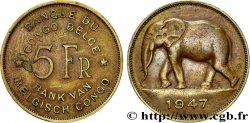 BELGIAN CONGO 5 Francs éléphant 1947 
